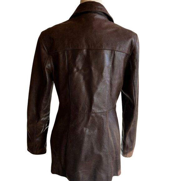Vintage 2000 Nine West Brown Genuine Leather Jacket Women's Size M - Picture 2 of 7
